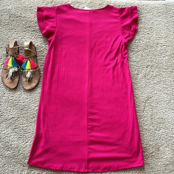 Zenna Bright Pink Ruffle Sleeve Dress - Picture 5 of 6
